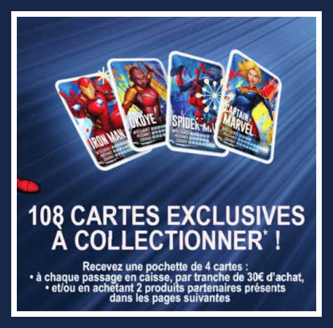 108 cartes Marvel  collectionner chez Leclerc