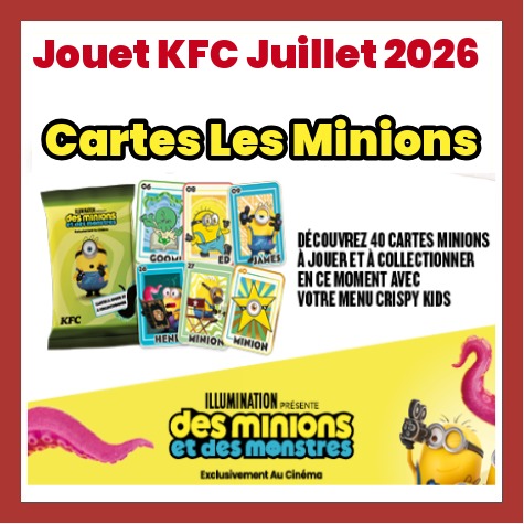 Jouet KFC en ce moment Cartes Des Minions et des Monstres � collectionner