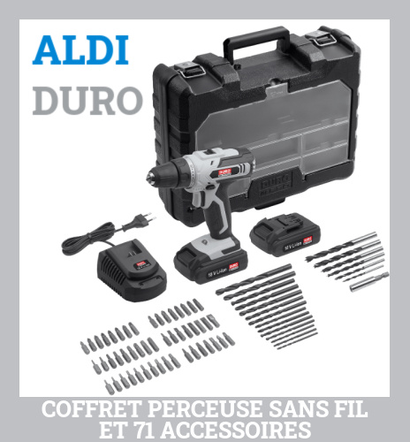 Coffret perceuse sans fil Aldi Duro