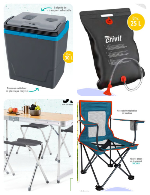 Lidl arrivage matériel et accessoires de camping