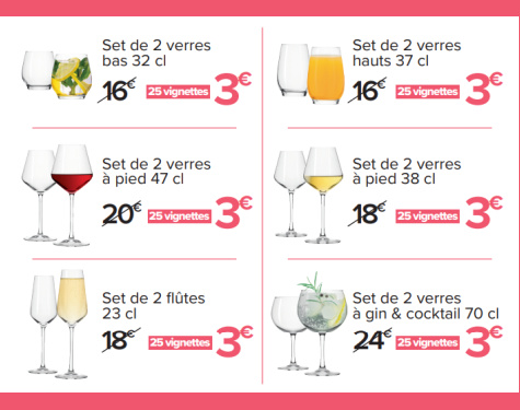 Liste des articles vignettes Cristal d'Arques  3 chez Carrefour 