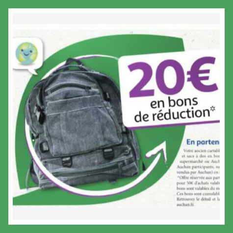 Auchan reprise cartable 2022 bon de réduction 20€