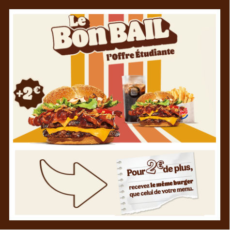 Menu tudiant Burger King : offre tudiante le Bon Bail