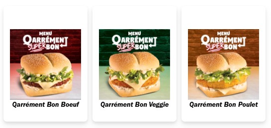 Burgers au choix dans le menu Quick Qarrement Super Bon