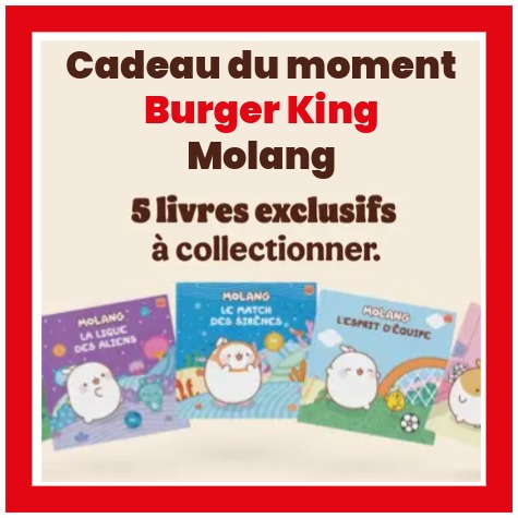 Jouet Menu Enfant Burger King Juin 2026&nbsp;: 6 Livres Molang � collectionner