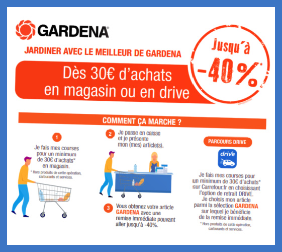 Carrefour collection Gardena remise immdiate 40%