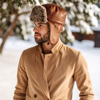 chapka cuir en hiver