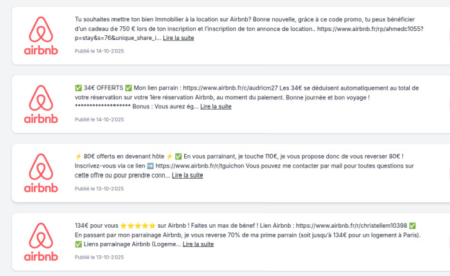 Exemple de r�duction Airbnb avec parrainage