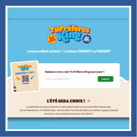 Code King Junior  saisir jeu Burger King sur Tupreferesking fr