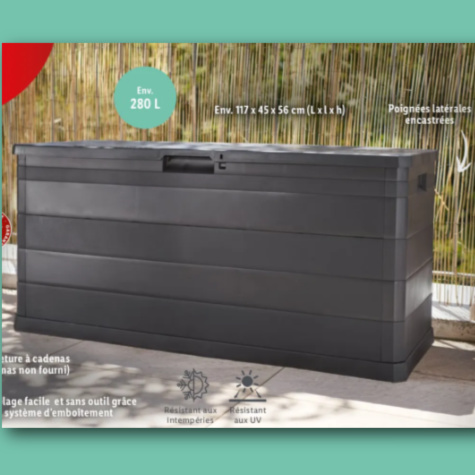 Coffre de jardin Lidl Livarno Home 280 litres
