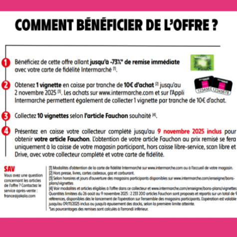 Comment bnficier de l'offre vignettes Fauchon Intermarch