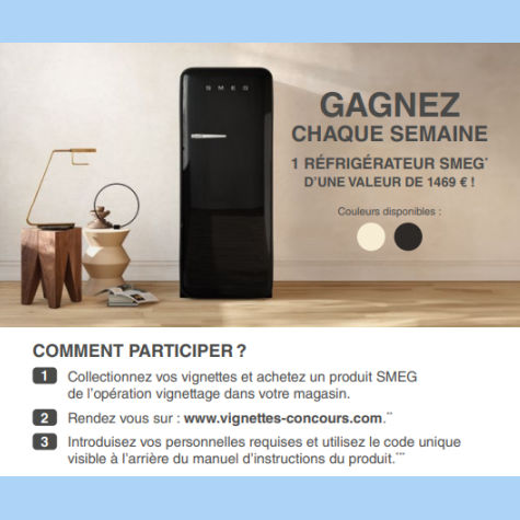 Jeu concours SMEG Leclerc frigo  gagner sur www.vignettes-concours.com