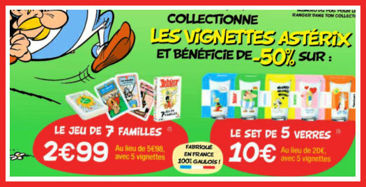 Réduction sur produits collector avec les vignettes Cora Asterix