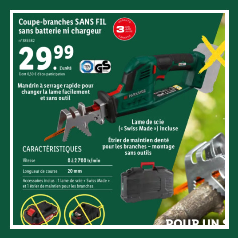 Coupe-branches Lidl Parkside 20 V