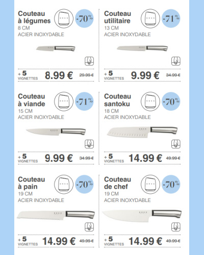 Couteaux SMEG vignettes Leclerc