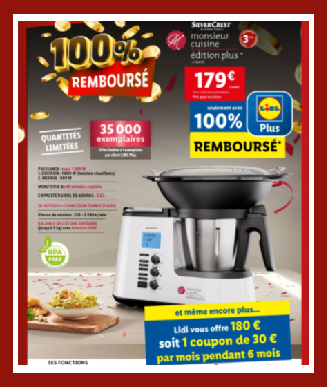 Monsieur Cuisine Cuisine dition plus Lidl 100 pour cent rembours