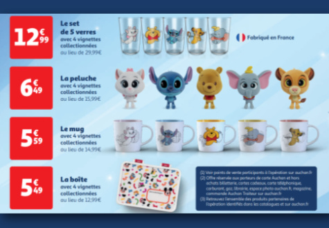 Produits dérivés Disney 100 ans de Contes à collectionner chez Auchan