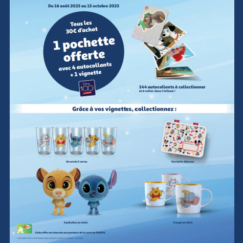 Auchan vignettes et autocollants Disney 2023