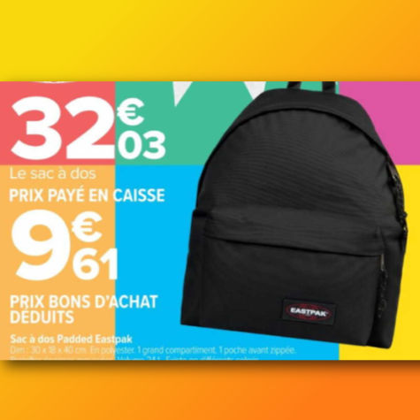 Carrefour sac Eastpak 70% rembours�s en bons d'achat