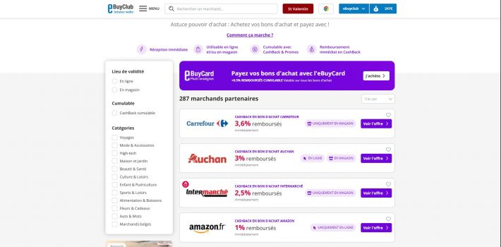 eBuyClub cashback en ligne