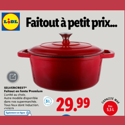 Faitout en fonte premium Lidl Ernesto 29,99