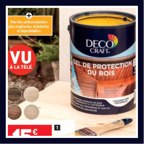 Gel de protection du bois Aldi Dco Craft vu  la tl