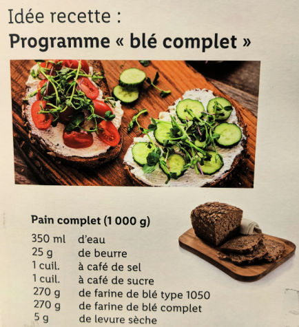 Ide recette pain complet avec la machine  pain Lidl Silvercrest