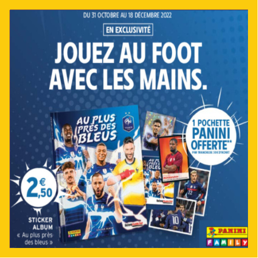 Intermarch pochettes stickers Panini les Bleus offertes 2022