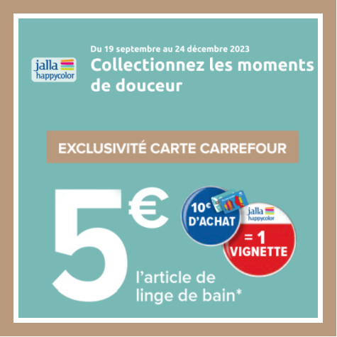 Vignette Carrefour Jalla happycolor article linge de bain à 5€