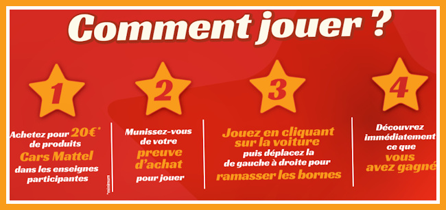Comment jouer au jeu laroutedescadeaux-cars-mattel.fr ?