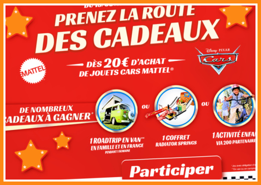 www.laroutedescadeaux-cars-mattel.fr Jeu la route des cadeaux Cars Mattel