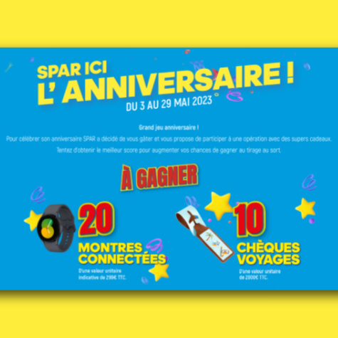 Jeux.Spar.fr code jeu anniversaire Spar 2023