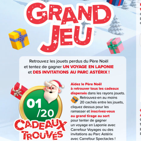 Grand jeu de Nol Carrefour  la recherche des cadeaux perdus - www.carrefour.fr/jeudenoel