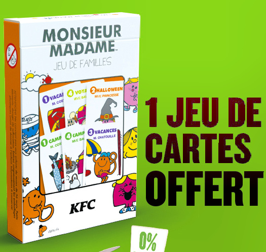 Jouet du moment KFC  Jeu de cartes Monsieur Madame