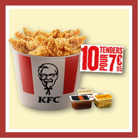 KFC offre du mardi Bucket 10 tenders 7,95€
