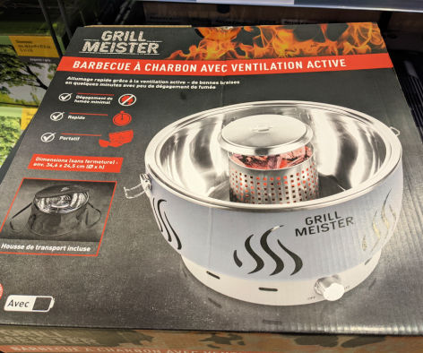 Lidl barbecue  charbon avec ventilation active Grill Meister dans sa boite