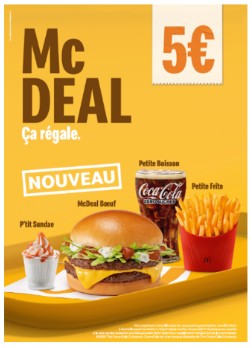 Nouveau menu mc deal � 5� Mac Donalds