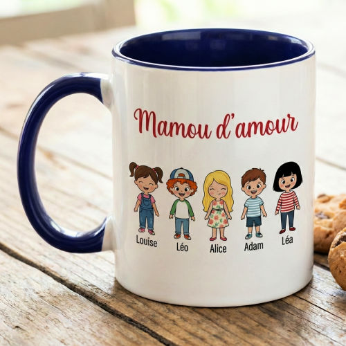 Mug personnalis� pour mamie avec surnom et petits enfants