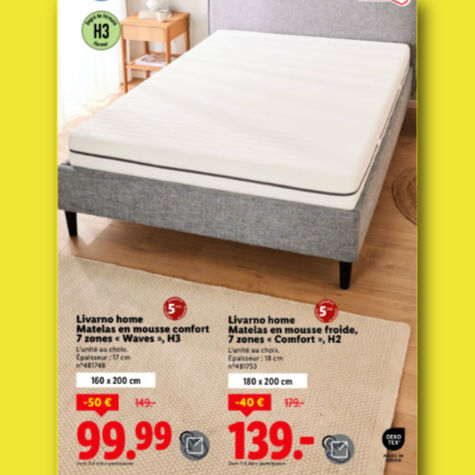 Matelas en mousse confort 7 zones Lidl Livarno Home