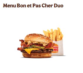 Menu Bon et Pas Cher DUO Burger King BPC 4�
