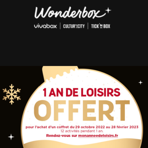 Monanneedeloisirs.fr - Wonderbox 1 an de loisirs offert pour un coffret acheté