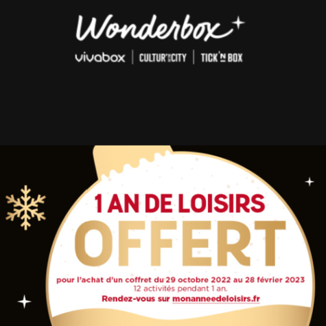 Monanneedeloisirs.fr - Wonderbox 1 an de loisirs offert pour un coffret achet