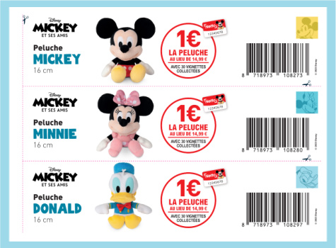 Peluches Disney Mickey et ses amis à 1€ ches Netto
