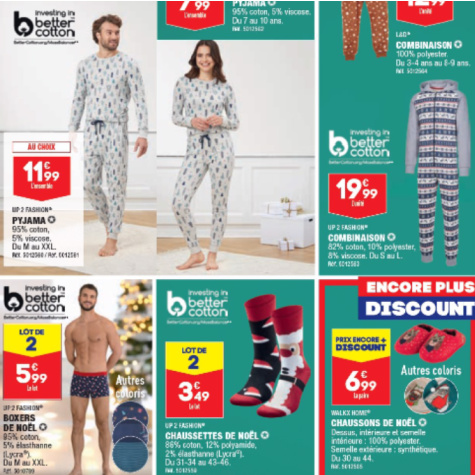Pyjamas et sous-vtements de Nol Aldi