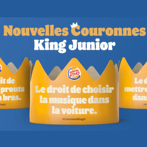 Nouvelle couronne burger king avec  slogan