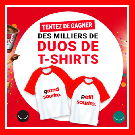 Nutella.com jeu Nutella duos de T-Shirts  gagner
