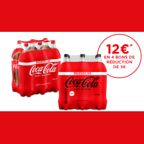12 euros rembourss pour achat Coca-cola pack de 6 x 1,75l