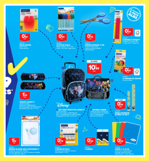 Dtail des 11 fournitures de l'offre Aldi