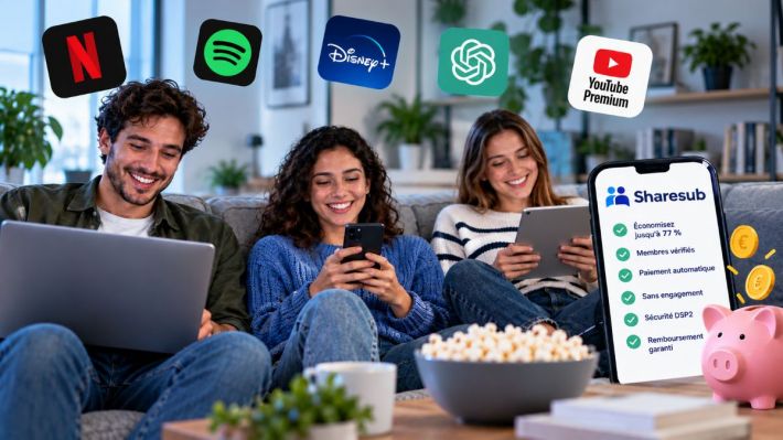 Partage d'abonnement&nbsp;: le bon plan pour payer Netflix, Spotify, Disney+ ou ChatGPT jusqu'� 77 % moins cher