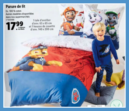 Lidl parure de lit Pat Patrouille